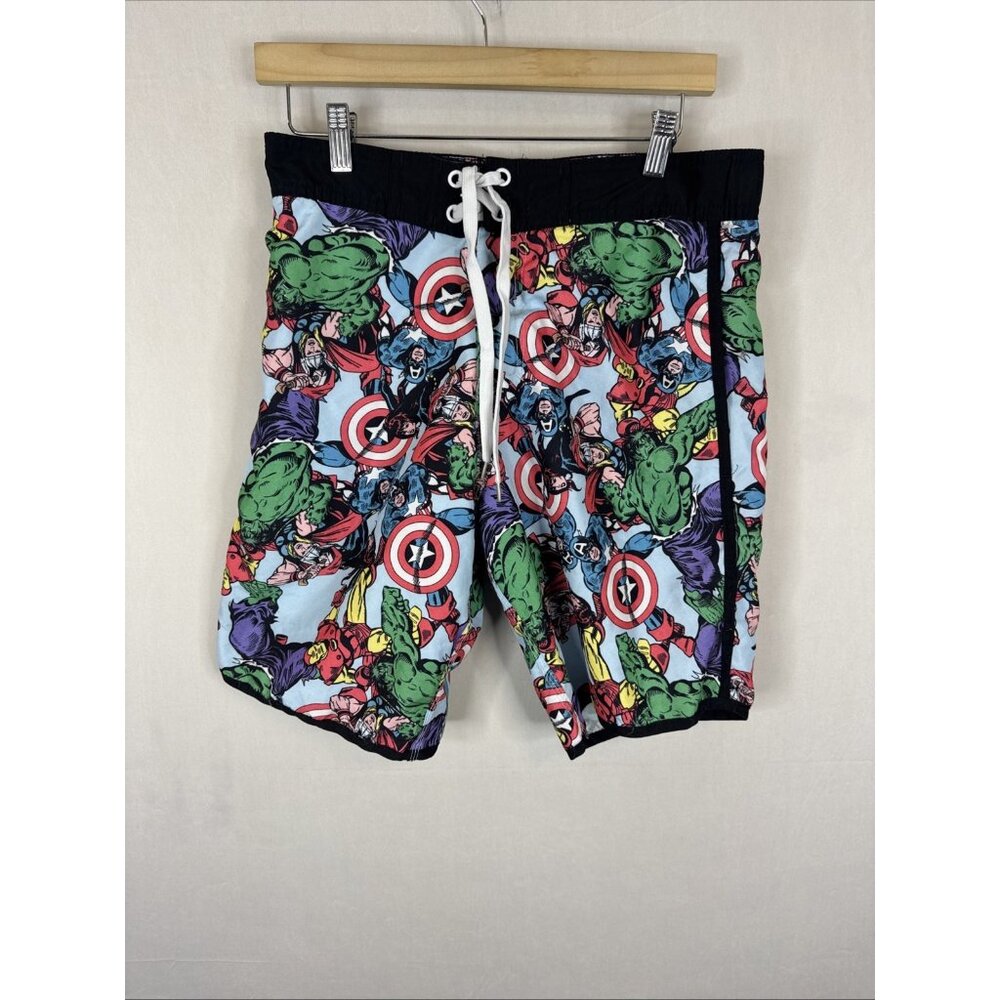 Marvel Board Shorts Marvel Characters Graphic 3 Pockets Mesh Liner Men Sz S